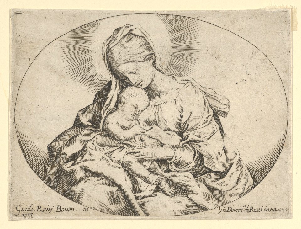 The Virgin holding the infant Christ, an oval composition, after Reni MET DP841157