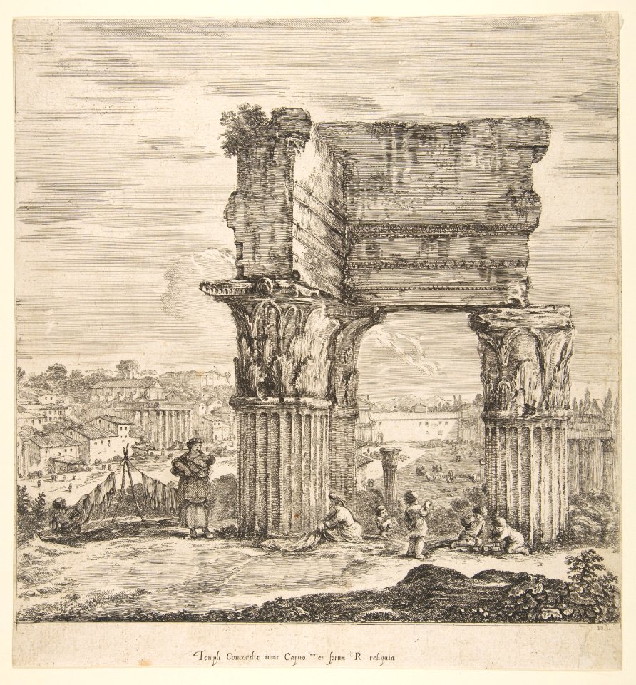 The Temple of Vespasian and the Roman Forum, from 'Six large views, four of Rome, and two of the Roman countryside' (Six grandes vues, dont quatre de Rome et deux de la Campagne romaine) MET DP818091