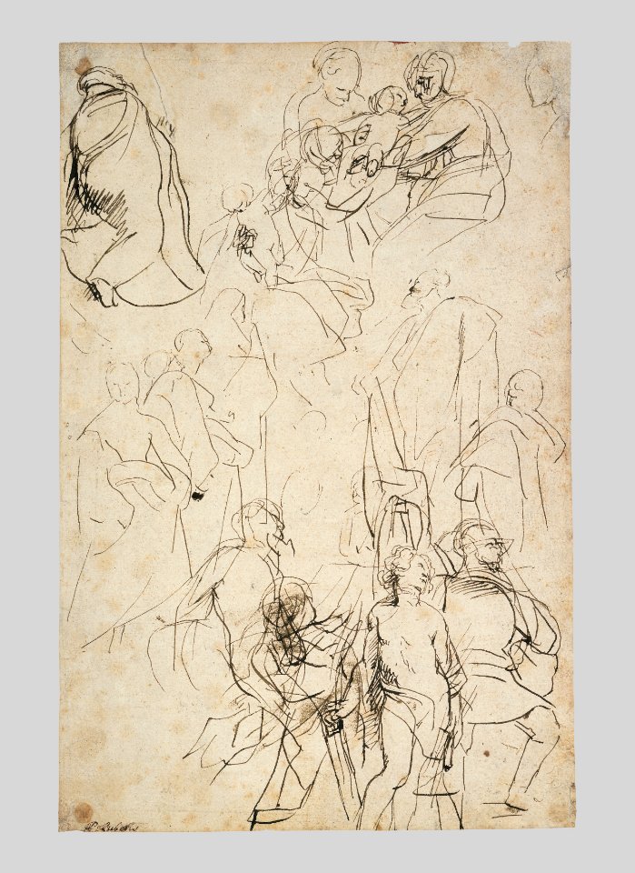 The Virgin Adored by Saints (recto); Study of the Torso Belvedere (verso) MET RBS C034Recto
