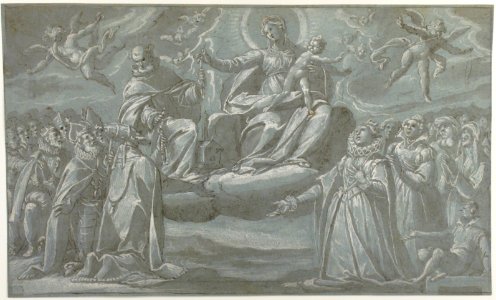 The Virgin and Child, Saint Dominic, and Angels Distributing Chaplets to the Faithful MET 62.119.4