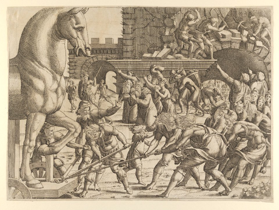 The Trojans Bring the Wooden Horse into Their City MET DP854948