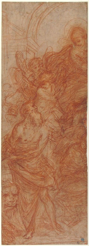 The Virgin Appearing to Saint Jerome (recto); Head of a Young Woman with Braided Hair MET 61.3 RECTO