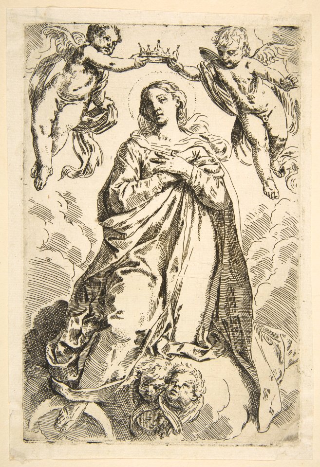 The Virgin being crowned by two angels, copy after Cantarini MET DP815123