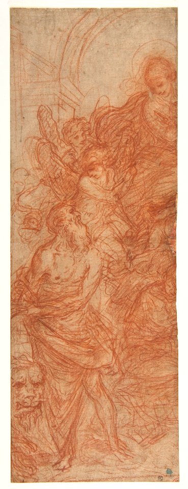 The Virgin Appearing to Saint Jerome (recto); Head of a Young Woman with Braided Hair MET DP812124