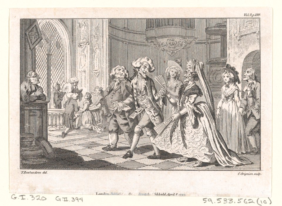 The Wedding of Lismahago and Tabitha, an illustration from Tobias Smollett's "The Expedition of Humphry Clinker" (London, 1793), Vol. 1. 1793 MET DP872123
