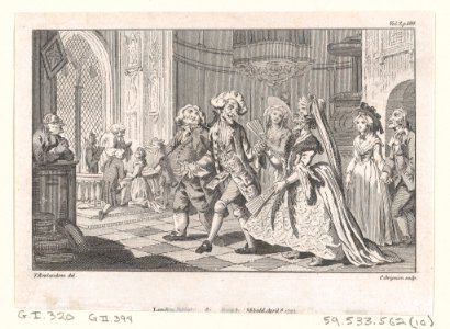 The Wedding of Lismahago and Tabitha, an illustration from Tobias Smollett's "The Expedition of Humphry Clinker" (London, 1793), Vol. 1. 1793 MET DP872123