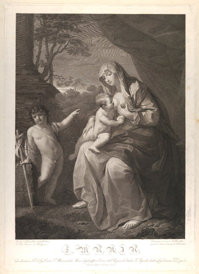 The Virgin suckling the infant Christ, the young Saint John the Baptist standing at left, after Reni MET DP841185