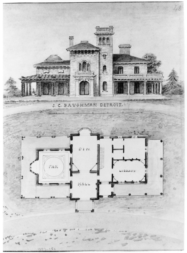 The J. C. Baughman (Scotten) House, Detroit, Michigan (front elevation and plan) MET MM92288