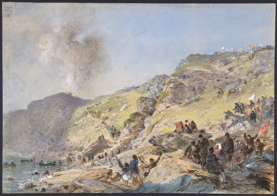 The Cliffs, Foilhummerum Bay, Valentia, the Point at Which the Shore-end of the Cable was Landed on July 22nd, 1865 MET DP801265
