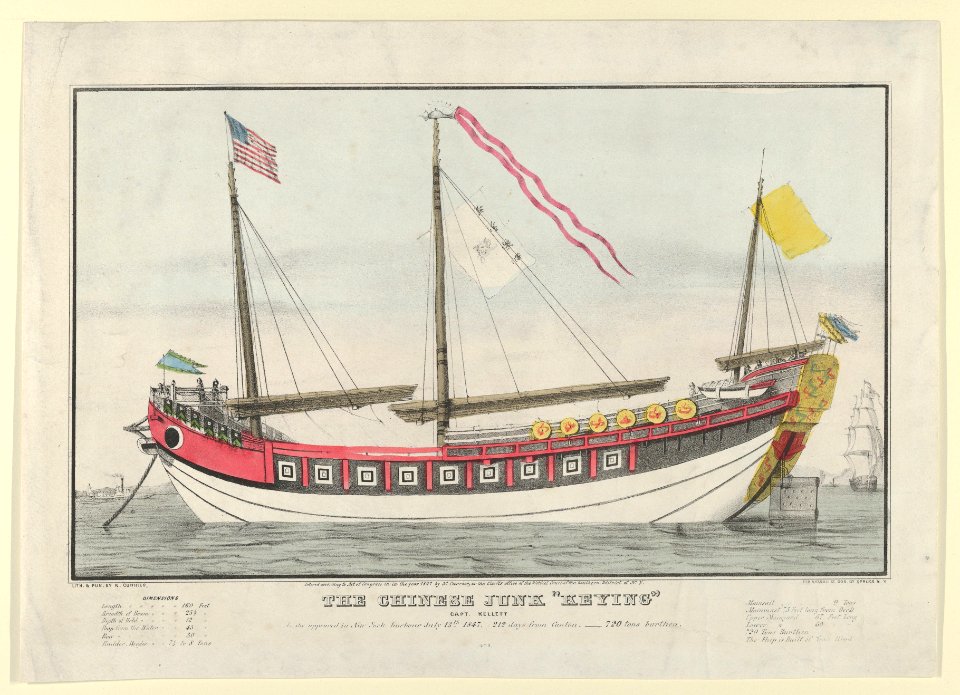 The Chinese Junk "Keying"–Captain Kellett–As she appeared in New York harbour July 13th, 1847–212 days from Canton.–720 tons burthen MET DP853626
