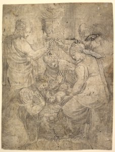 The Christ Child in the Cradle surrounded by adoring figures MET DP823440