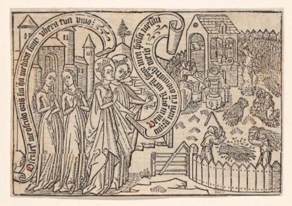 The Bridegroom Showing the Bride His Land, from a Canticum Canticorum blockbook, 1st edition MET DP873246
