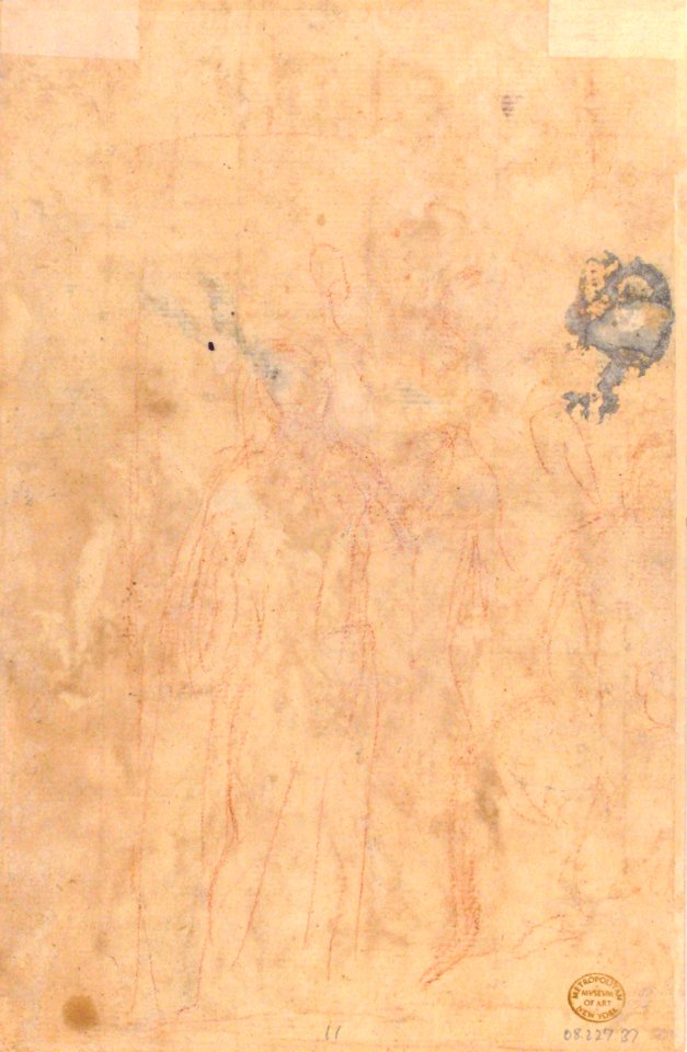 The Archangels Gabriel, Michael and Raphael (recto); sketches of figures (verso) MET 08.227.37 VERSO