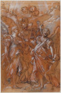 The Archangels Gabriel, Michael and Raphael (recto); sketches of figures (verso) MET 08.227.37 RECTO