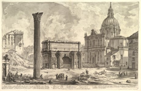 The Arch of Septimius Severus, with the Church of S. Martina on the right (Arco di Settimio Severo) MET DP828312