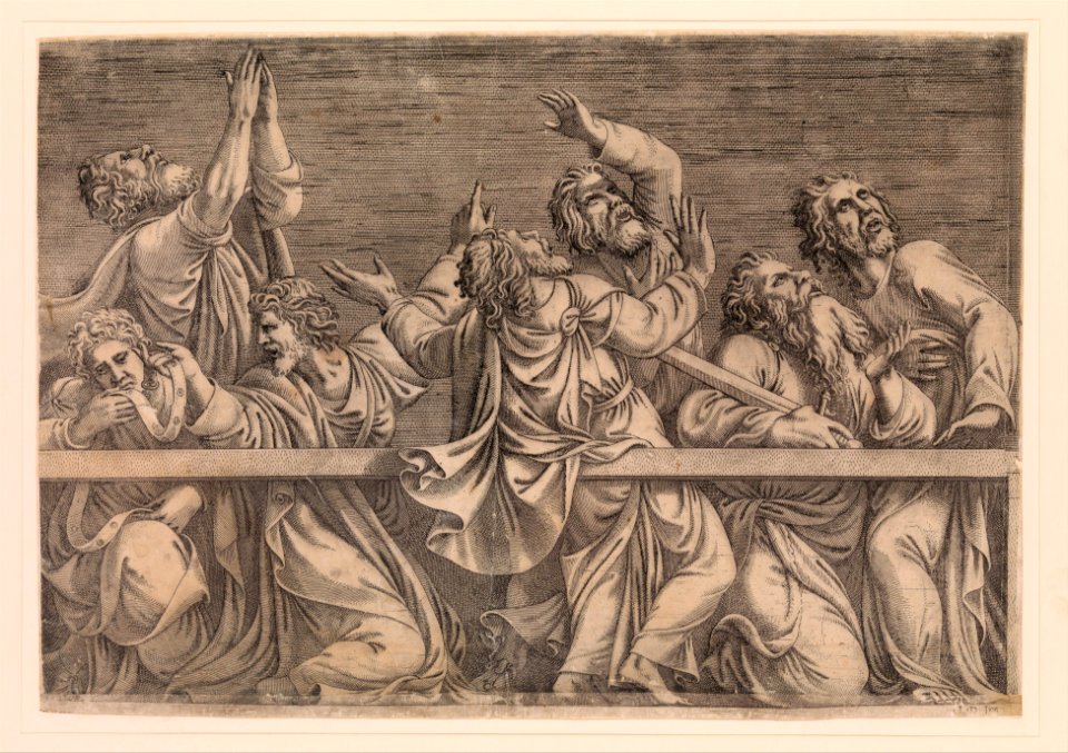 The Apostles Looking at Christ and the Virgin in a Glory of Angels (bottom left plate) MET DP366440