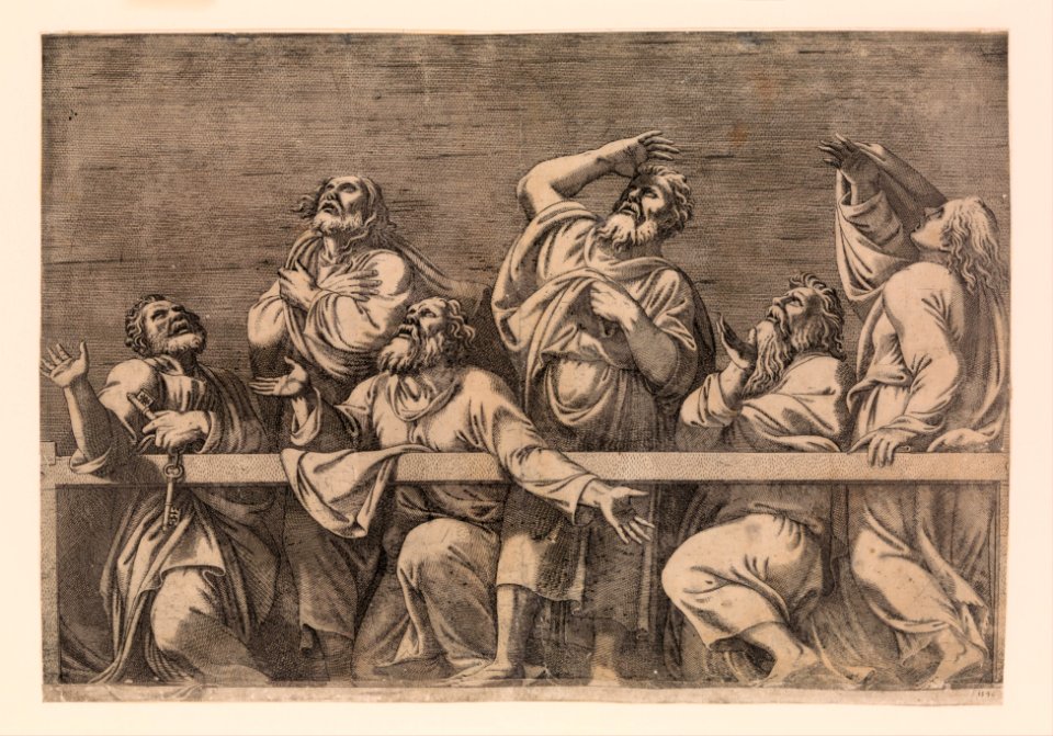 The Apostles Looking at Christ and the Virgin in a Glory of Angels (bottom right plate) MET DP366442