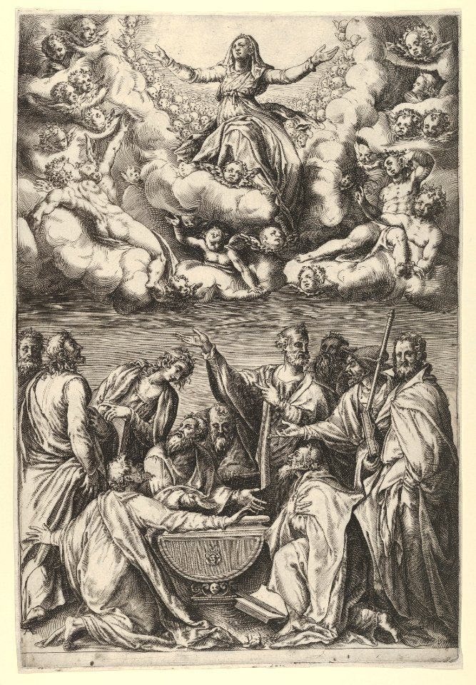 The Assumption of the Virgin with the Virgin surrounded by cherubs and with the Apostles Below MET DP836943