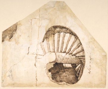 The Dioscuri on Monte Cavallo; verso- Study of a Spiral Staircase MET DP801203