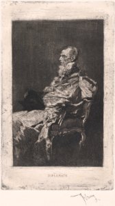 The Diplomat, man seated holding hat facing left MET DP876132