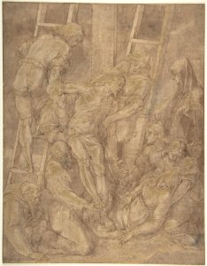 The Descent from the Cross with Saint Francis and Another Friar MET DP810258