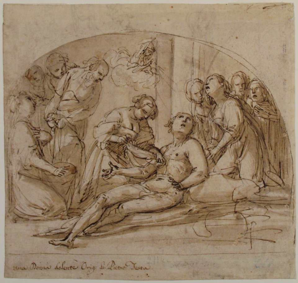 The Emperor Constantine Copronymous Burned by an Invisible Fire (recto); Studies of Sibyls and Angles (verso) MET 61.72 RECTO