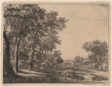 The Entrance to a Forest by a Small Wooden Bridge MET DP876204