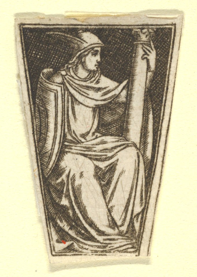 The cardinal virtue of Fortitude represented by a seated woman, her right hand on a column (possibly a modern impression) MET DP853468