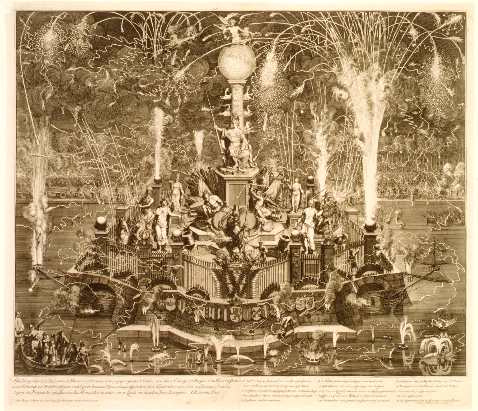 The Dutch Victory over the French and Spanish at Vigo Bay- Fireworks in the Hague, December 13, 1702 MET DR124