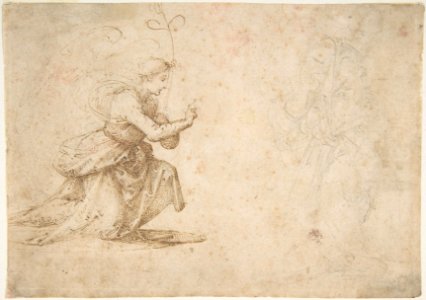 The Annunciation (recto); Faint View of Buildings (verso) MET DP807842