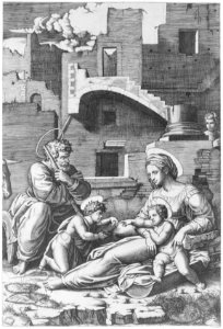 The 'Virgin with the long thigh' sitting with the Christ Child, St John the Baptist and St Joseph MET MM92361