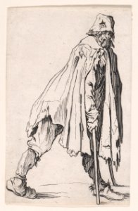 The Beggar on Crutches Wearing a Cap Met DP890624