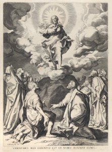 The Ascension, with Christ standing atop a rock at center Met DP885890