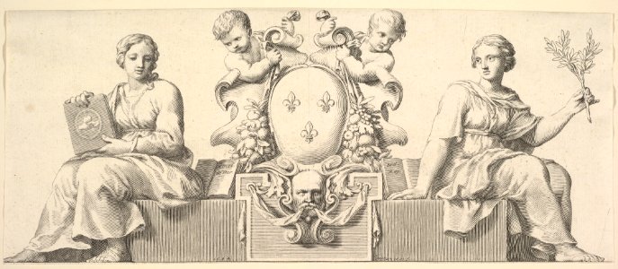 The Arms of France Accompanied by Personifications of Law and Good Faith MET DP822423