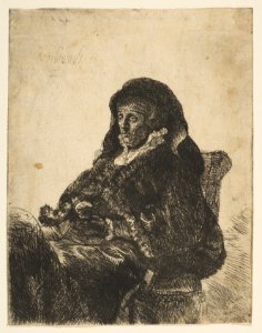 The Artist's Mother Seated at a Table, Looking Left- Three Quarter Length MET DP814378