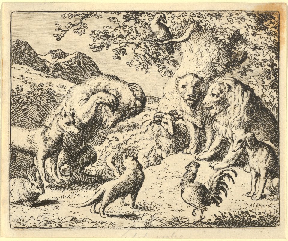 The Bear Seeks Justice from the Lion Against Renard from Hendrick van Alcmar's Renard The Fox MET DP837698