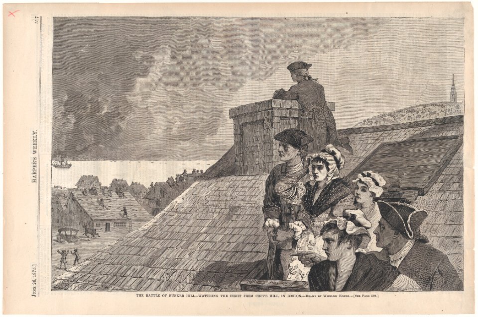 The Battle of Bunker Hill – Watching the Fight from Copp's Hill, in Boston – Drawn by Winslow Homer (Harper's Weekly, Vol. XIX) MET DP875348