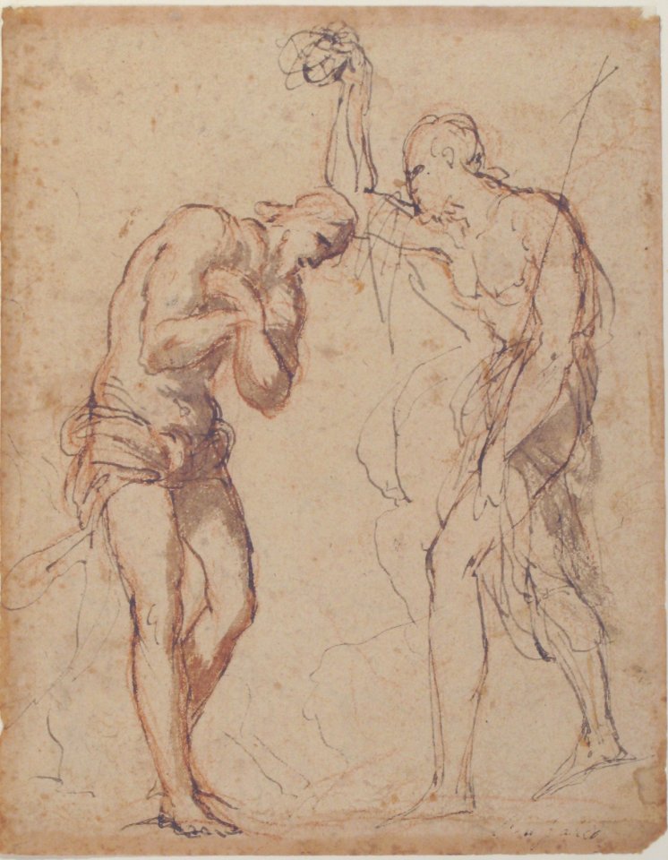 The Baptism of Christ (recto); Kneeling Figure (?) in a Landscape (verso) MET 17.236.31 RECTO