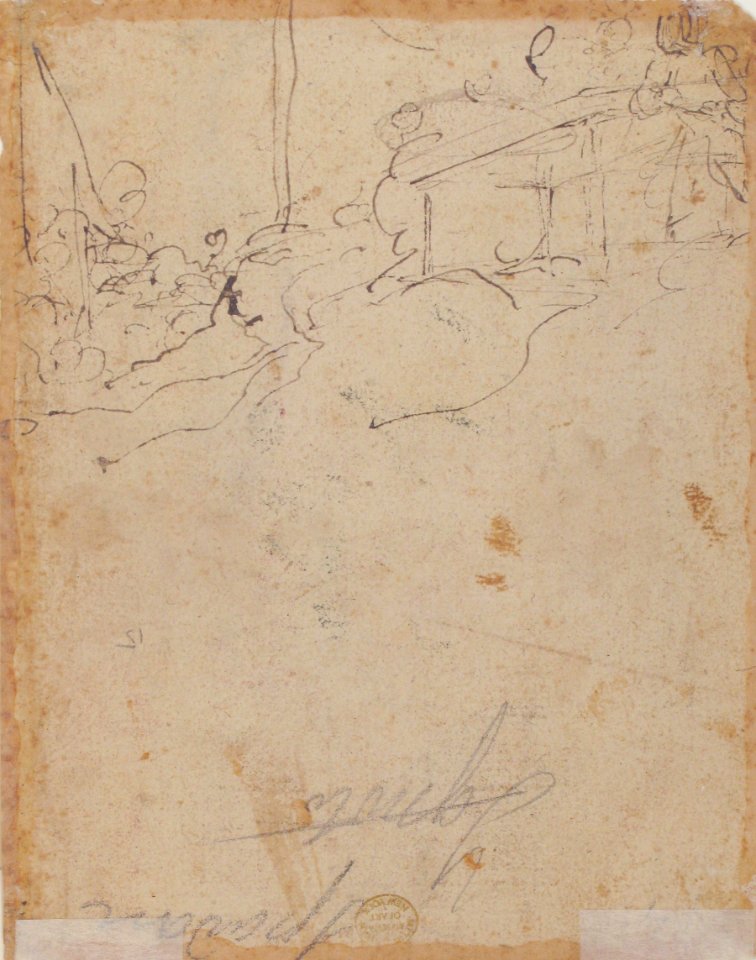 The Baptism of Christ (recto); Kneeling Figure (?) in a Landscape (verso) MET 17.236.31 VERSO