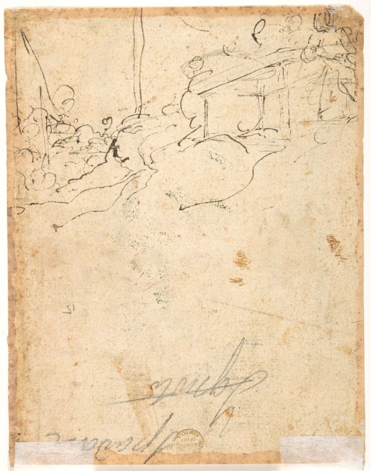 The Baptism of Christ (recto); Kneeling Figure (?) in a Landscape (verso) MET DP809902