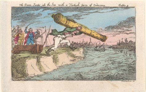 The Baron Jumps into the Sea with a Turkish piece of Ordnance MET DP883684