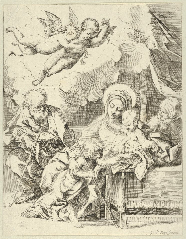 The Holy Family with young John the Baptist and Saint Elizabeth, two angels above, after Reni MET DP838607