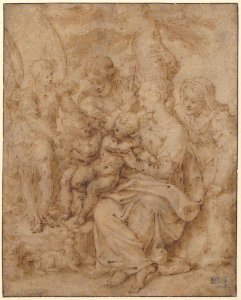 The Holy Family with the Infant Baptist, Saint Elizabeth, and an Attendant Angel MET 1975.131.35