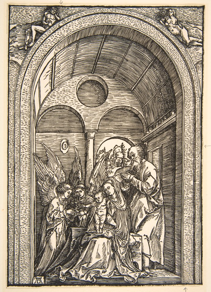 The Holy Family with Two Angels in a Vaulted Hall MET DP816300