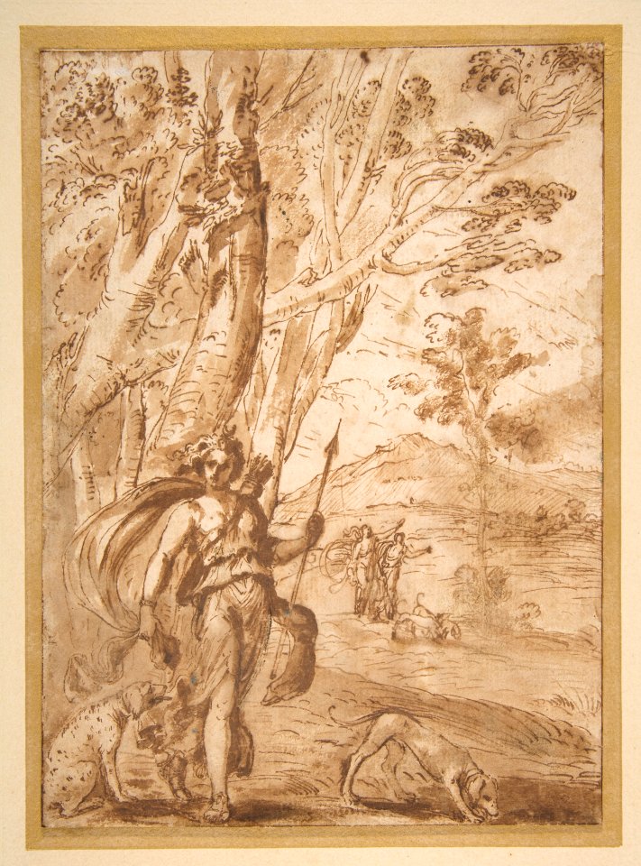 The Goddess Diana with Her Hounds Standing in a Landscape. MET DP811834