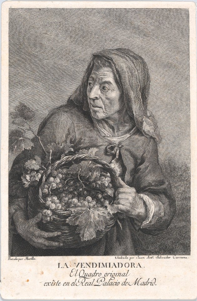 The grape-picker, and elderly woman holding a basket of grapes, after Murillo MET DP876069