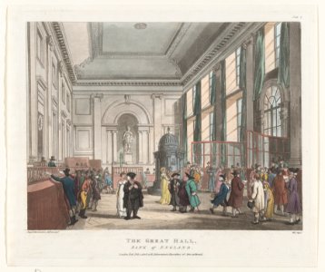 The Great Hall, Bank of England (Microcosm of London, plate 7) MET DP874006