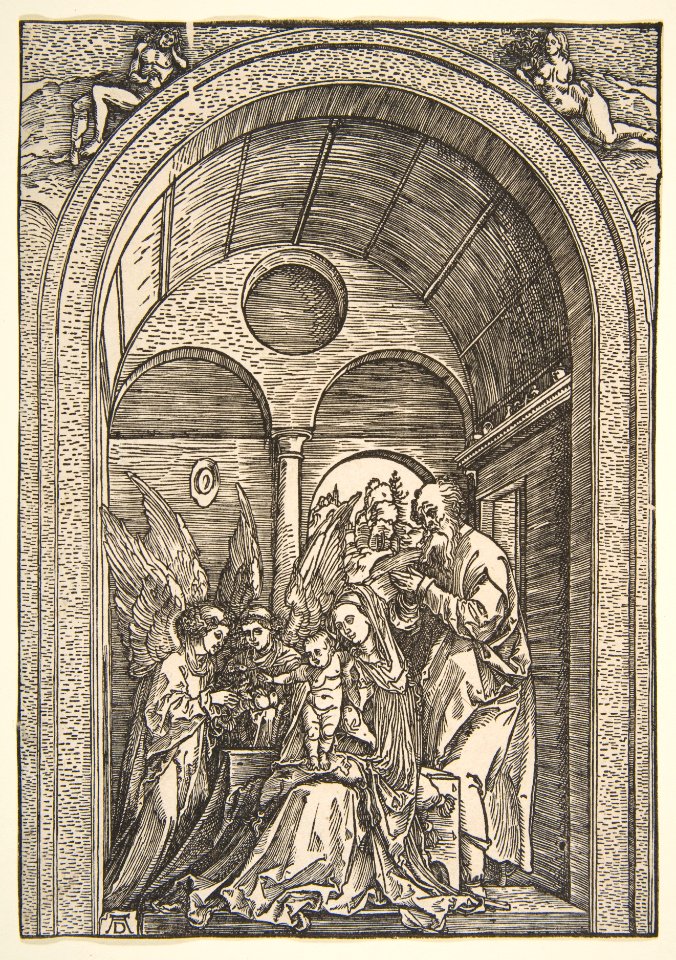 The Holy Family with Two Angels in a Vaulted Hall MET DP816301