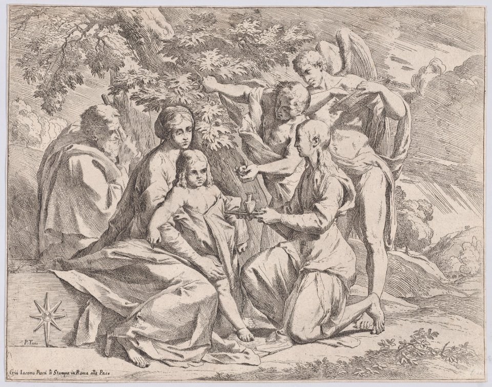 The Holy Family fed by Angels Met DP888784