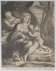 The Holy Family with infant Saint John the Baptist kneeling at right Met DP885710